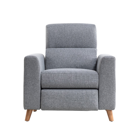 BERKAM - Fauteuil de relaxation scandinave en tissu et pieds bois hêtre