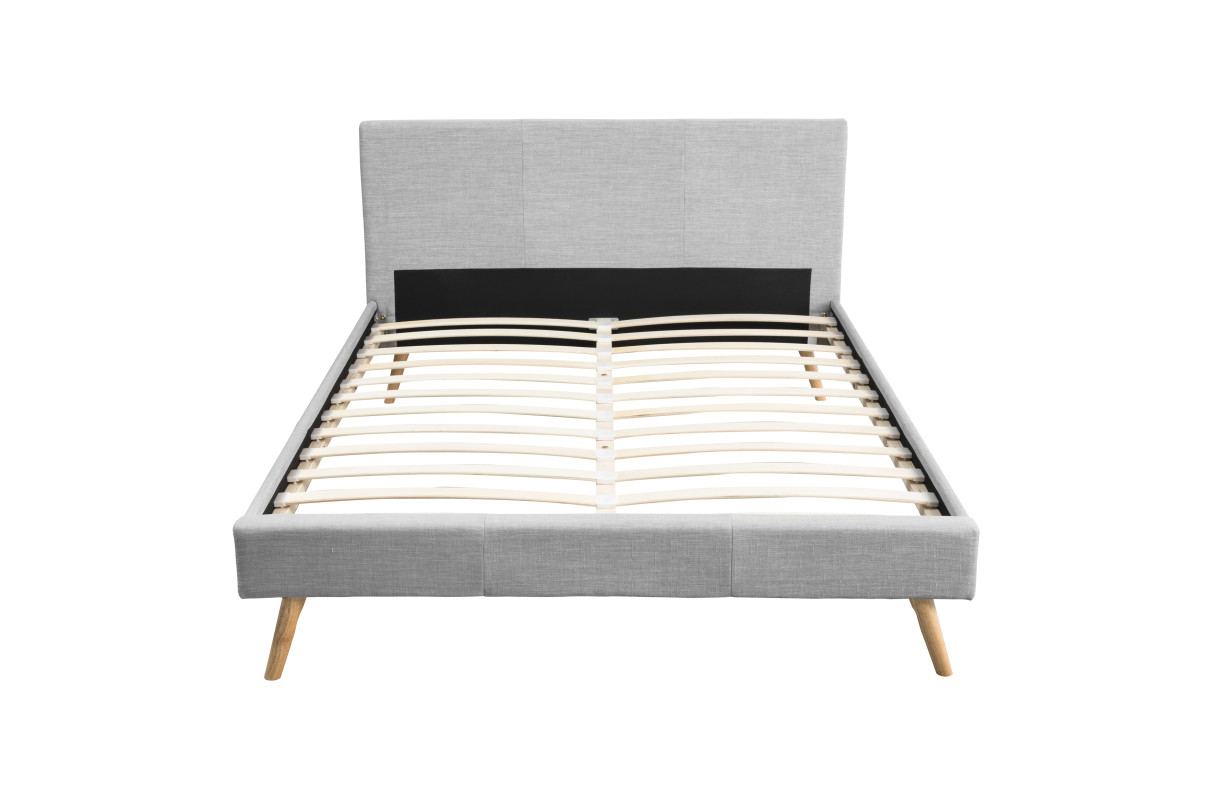 1199 - Cadre de lit style scandinave en tissu avec pieds bois