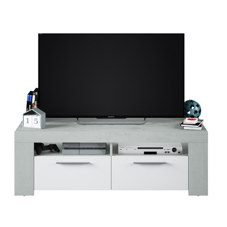 Meuble TV avec 2 portes et 2 niches de rangement L120 cm