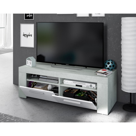 Meuble TV avec 2 portes et 2 niches de rangement L120 cm